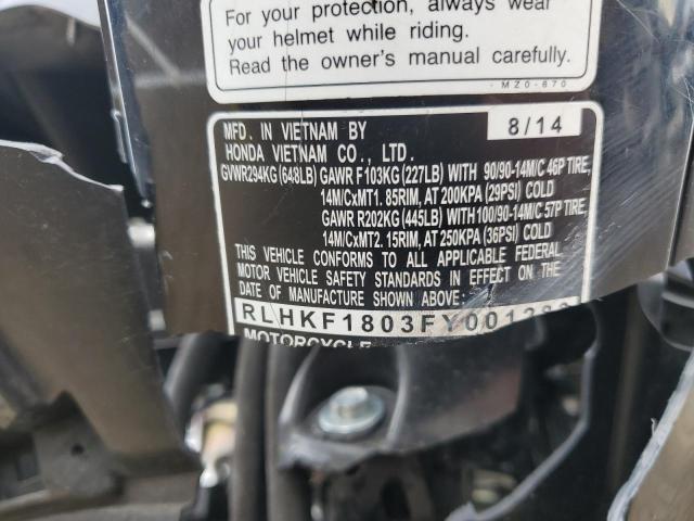 2015 HONDA PCX 150 RLHKF1803FY001283