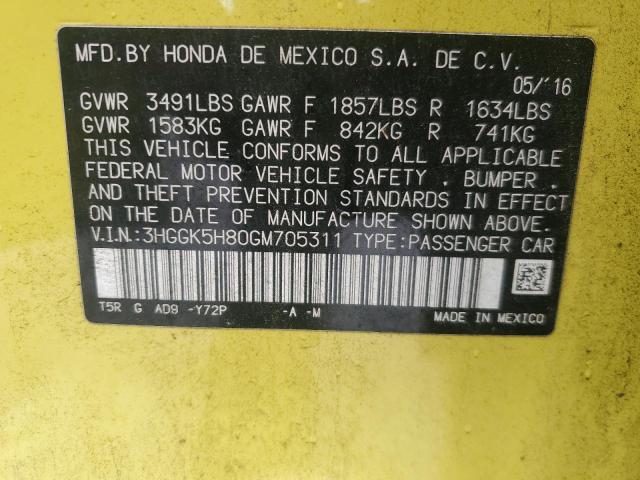 2016 HONDA FIT EX 3HGGK5H80GM705311