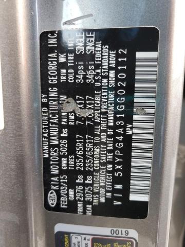 2016 KIA SORENTO LX 5XYPG4A31GG020112