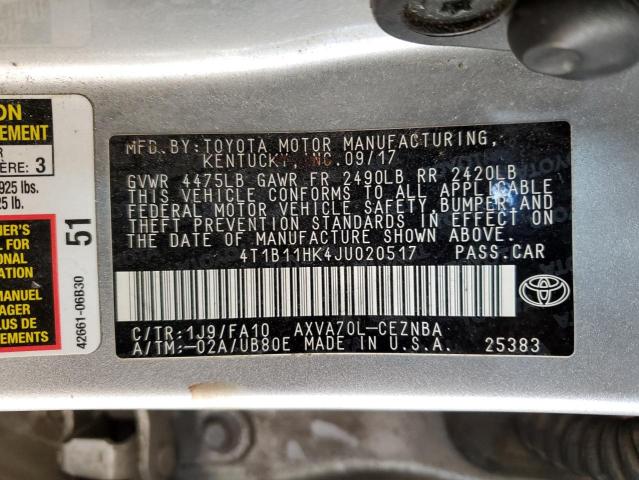 2018 TOYOTA CAMRY L 4T1B11HK4JU020517