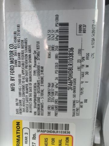 2020 FORD FUSION SE - 3FA6P0HD8LR103836