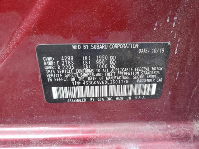 2020 SUBARU IMPREZA PR 4S3GKAV60L3601178