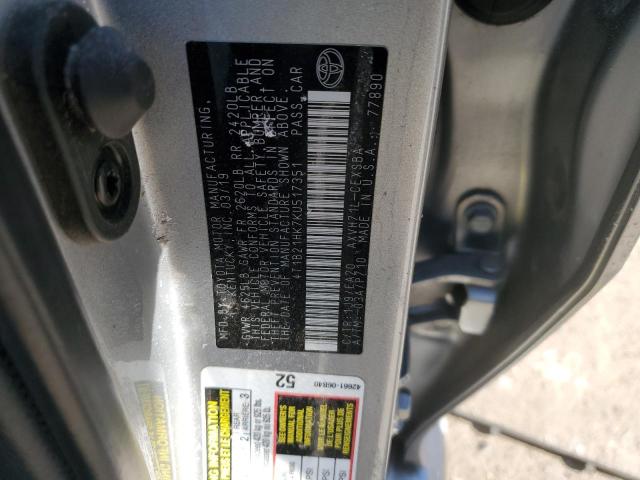 2019 TOYOTA CAMRY HYBR 4T1B21HK7KU517351