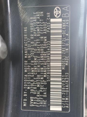 2017 TOYOTA COROLLA L 5YFBURHEXHP654233