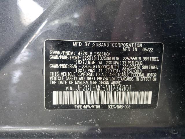 2022 SUBARU CROSSTREK - JF2GTHMC5NH274801