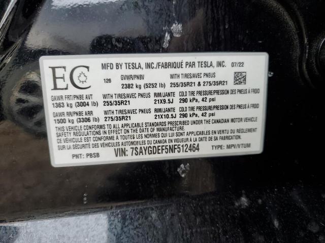 2022 TESLA MODEL Y - 7SAYGDEF5NF512464