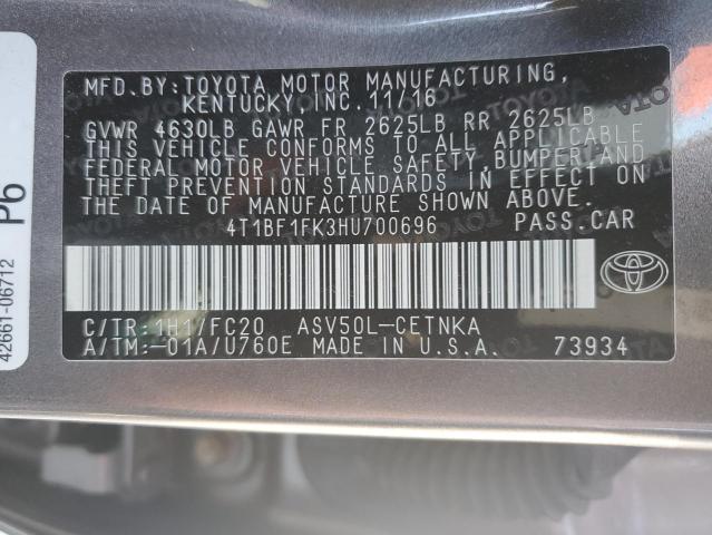 2017 TOYOTA CAMRY LE - 4T1BF1FK3HU700696