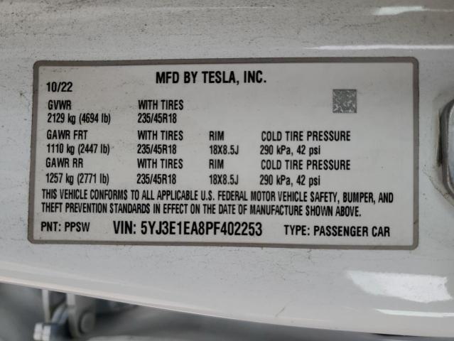 2023 TESLA MODEL 3 5YJ3E1EA8PF402253