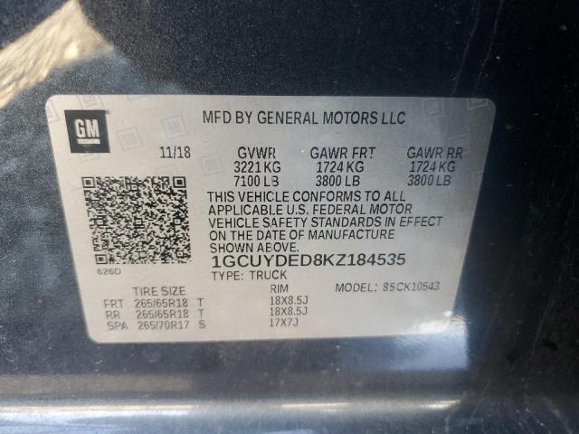 2019 CHEVROLET SILVERADO - 1GCUYDED8KZ184535