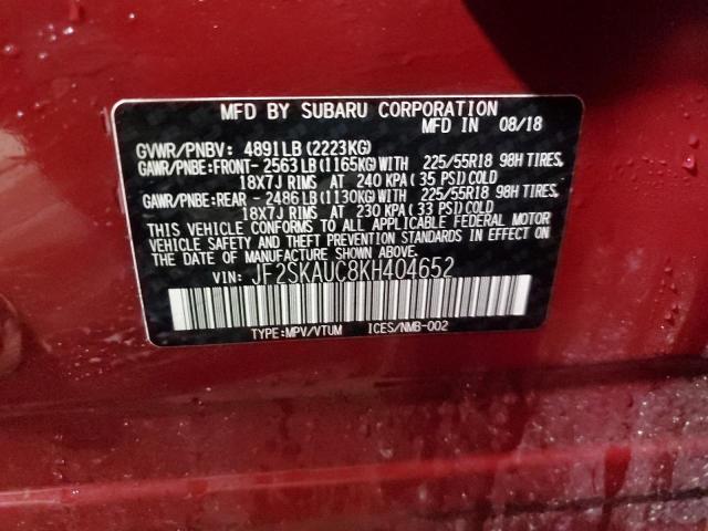2019 SUBARU FORESTER L - JF2SKAUC8KH404652