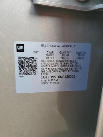 2022 CHEVROLET MALIBU LT - 1G1ZD5ST6NF136209
