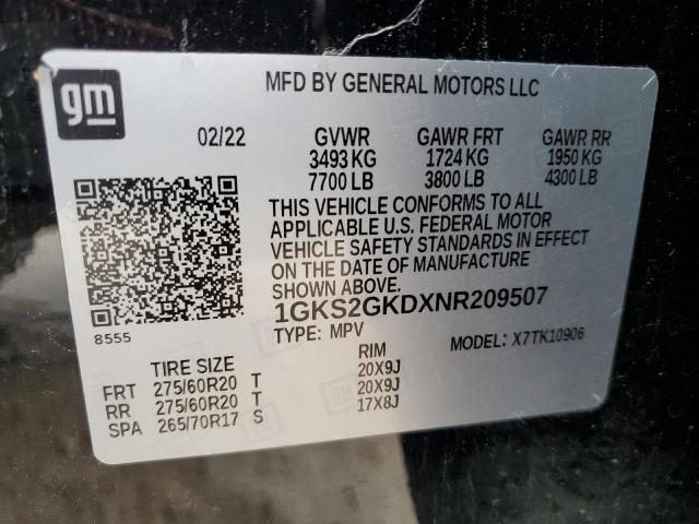 2022 GMC YUKON XL K - 1GKS2GKDXNR209507