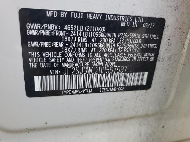 2017 SUBARU FORESTER 2 - JF2SJGWC2HH567597