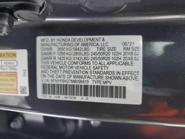 2021 HONDA PILOT SE 5FNYF6H27MB096419