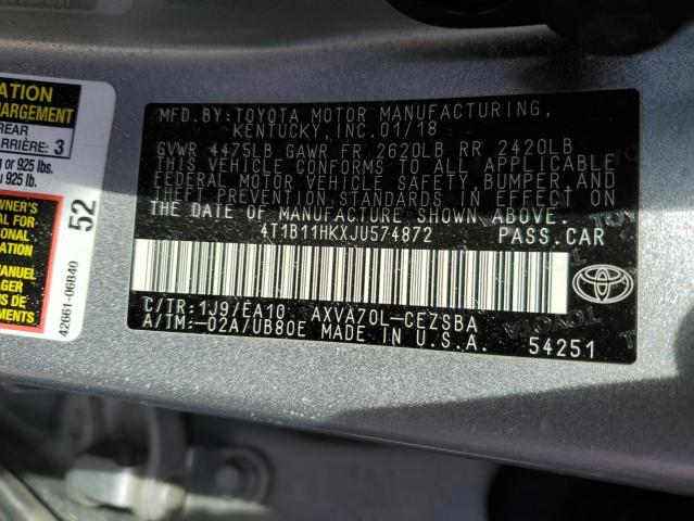 2018 TOYOTA CAMRY L - 4T1B11HKXJU574872