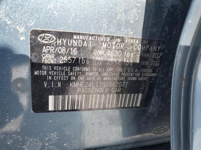 2016 HYUNDAI SONATA HYB KMHE24L17GA042077