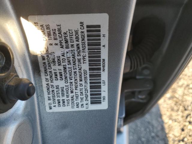 2018 HONDA CIVIC EX 2HGFC2F71JH597207