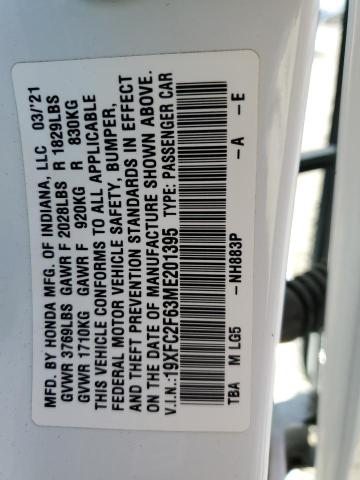 2021 HONDA CIVIC LX - 19XFC2F63ME201395