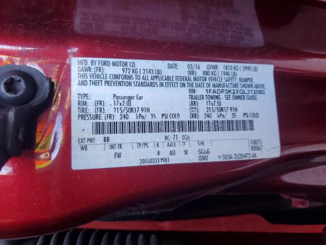 2016 FORD FOCUS SE - 1FADP3K2XGL312080
