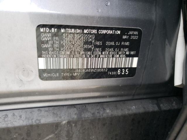 2022 MITSUBISHI OUTLANDER - JA4J4UA89NZ080612