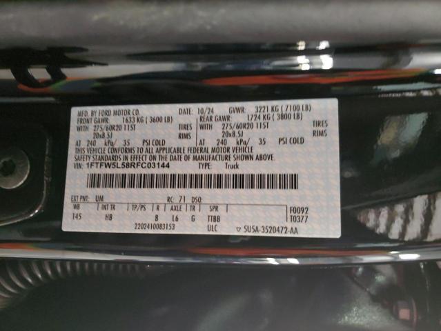 2024 FORD F150 LARIA 1FTFW5L58RFC03144