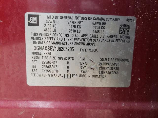 2018 CHEVROLET EQUINOX LT - 2GNAXSEV1J6203205