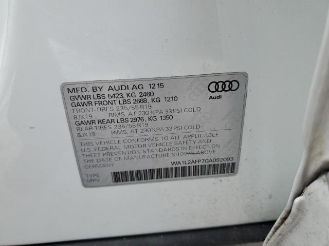 2016 AUDI Q5 PREMIUM WA1L2AFP7GA092093