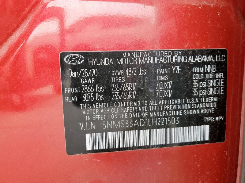 2020 HYUNDAI SANTA FE S - 5NMS33AD1LH221503