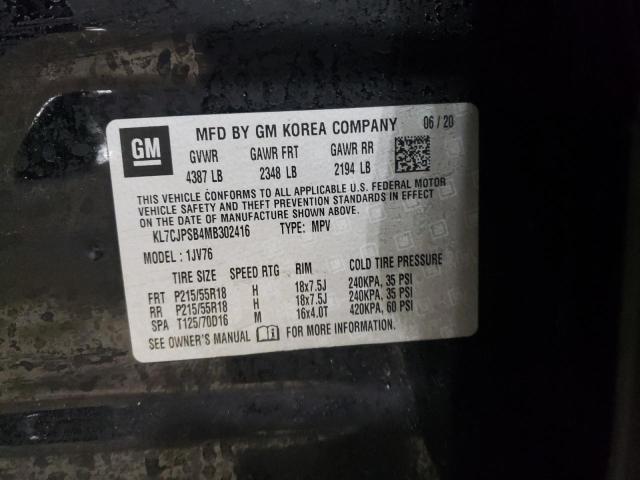 2021 CHEVROLET TRAX 1LT KL7CJPSB4MB302416