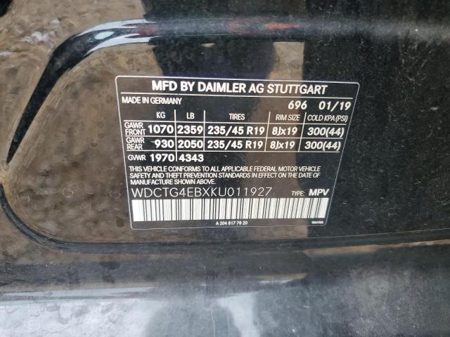 2019 MERCEDES-BENZ GLA 250 - WDCTG4EBXKU011927