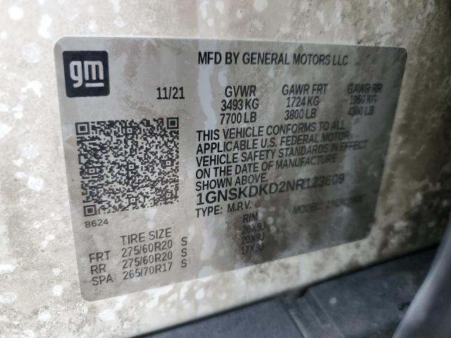 2022 CHEVROLET SUBURBAN K - 1GNSKDKD2NR123609