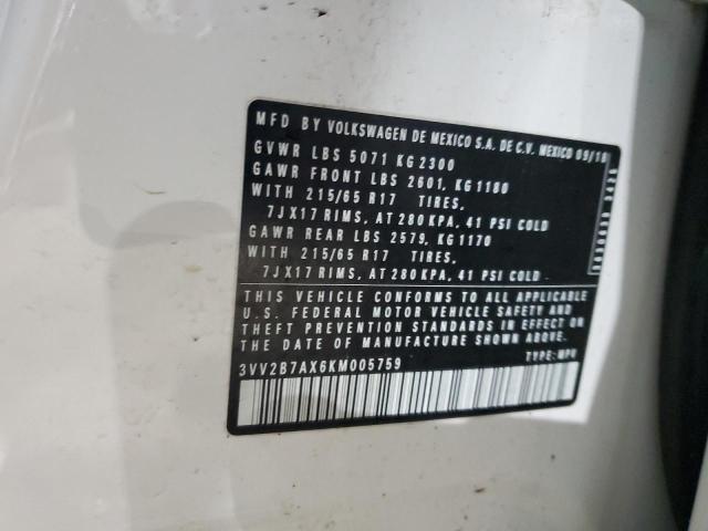 2019 VOLKSWAGEN TIGUAN SE - 3VV2B7AX6KM005759