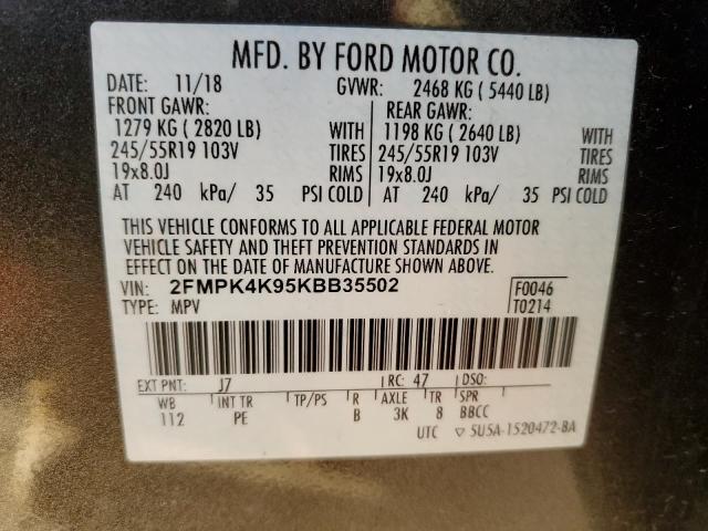 2019 FORD EDGE TITAN - 2FMPK4K95KBB35502