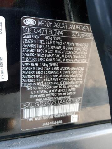 2018 LAND ROVER RANGE ROVE - SALGS2SV3JA505192
