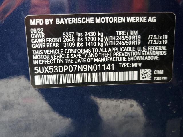 2022 BMW X3 XDRIVE3 - 5UX53DP07N9N01141