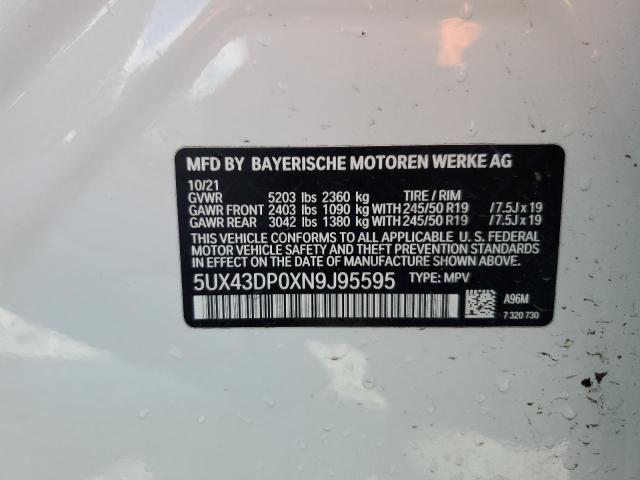 2022 BMW X3 SDRIVE3 - 5UX43DP0XN9J95595