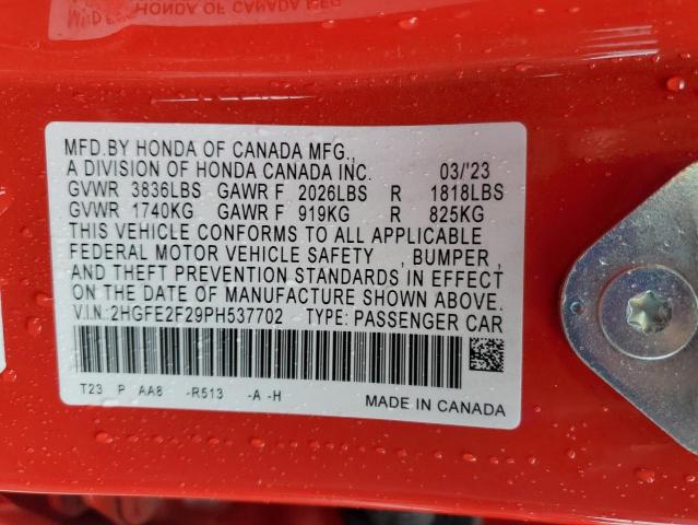 2023 HONDA CIVIC LX - 2HGFE2F29PH537702