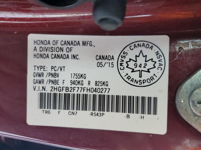2015 HONDA CIVIC SE 2HGFB2F77FH040277