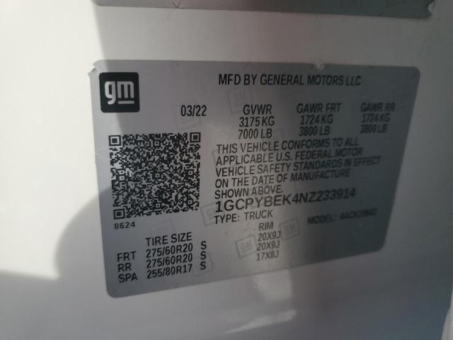 2022 CHEVROLET SILVERADO - 1GCPYBEK4NZ233914