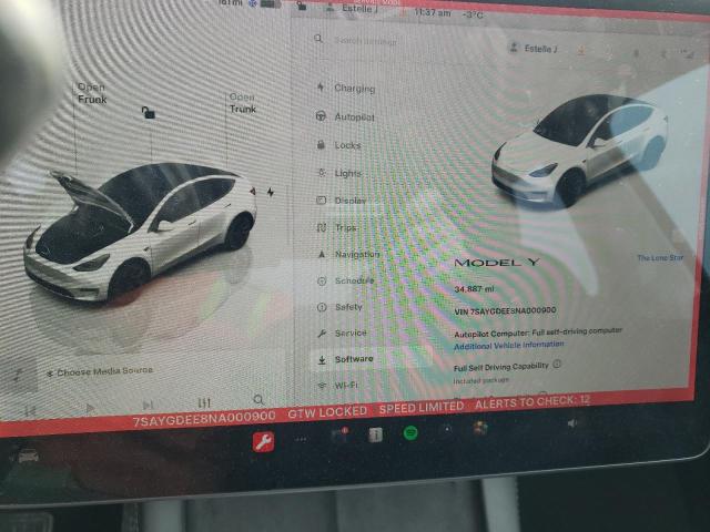 2022 TESLA MODEL Y - 7SAYGDEE8NA000900