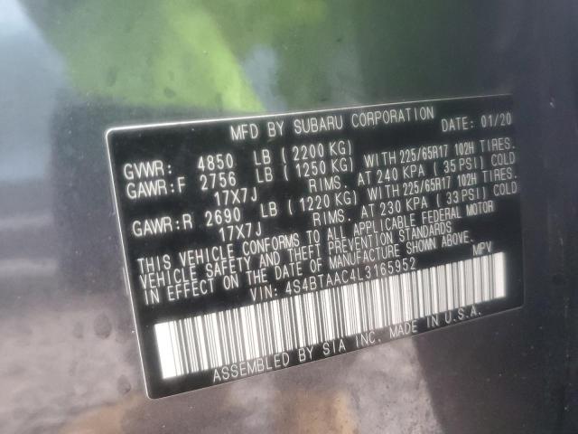 2020 SUBARU OUTBACK 4S4BTAAC4L3165952