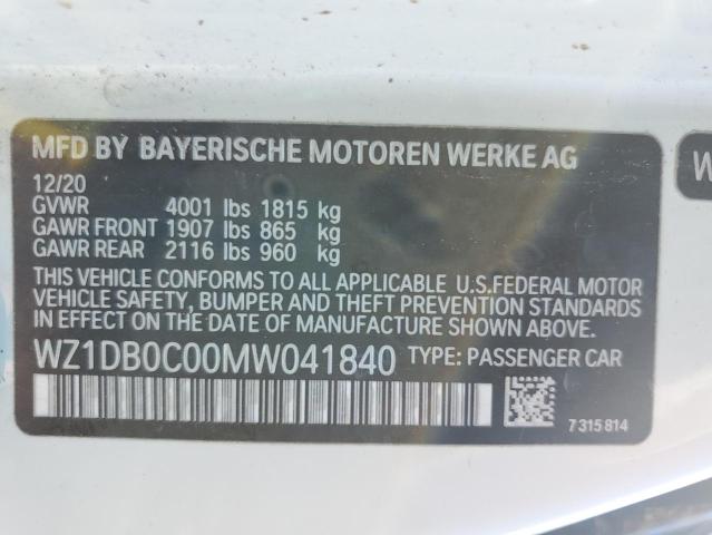 2021 TOYOTA SUPRA BASE WZ1DB0C00MW041840