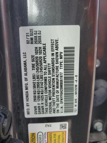 2021 HONDA PILOT SE 5FNYF6H29MB061977
