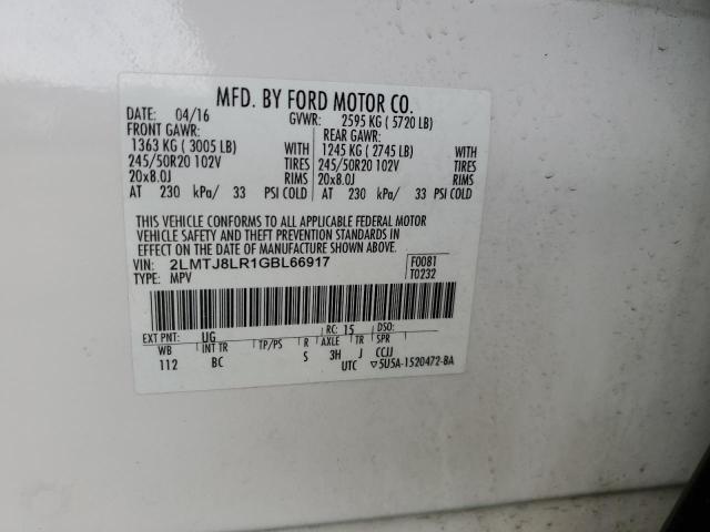 2016 LINCOLN MKX RESERV - 2LMTJ8LR1GBL66917