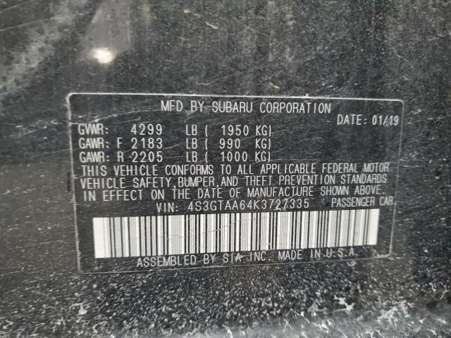 2019 SUBARU IMPREZA 4S3GTAA64K3727335