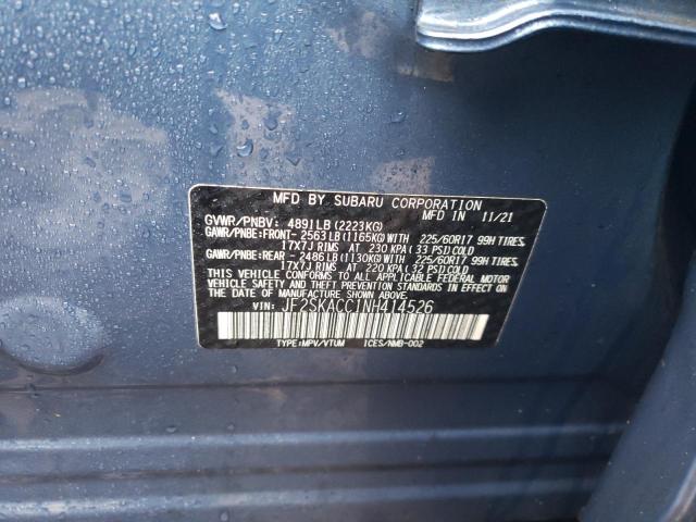 2022 SUBARU FORESTER JF2SKACC1NH414526