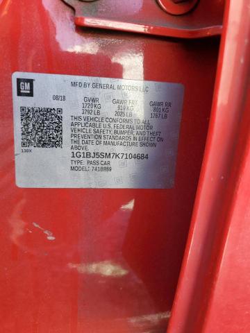 2019 CHEVROLET CRUZE 1G1BJ5SM7K7104684