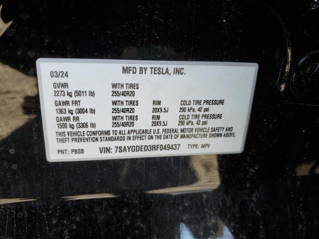 2024 TESLA MODEL Y 7SAYGDED3RF049437