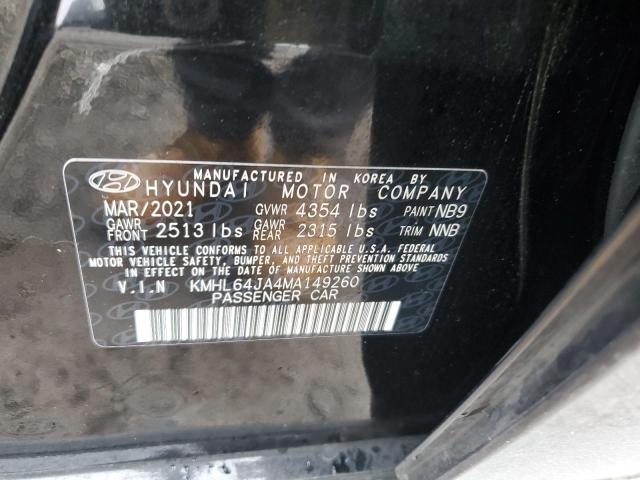 2021 HYUNDAI SONATA SEL KMHL64JA4MA149260