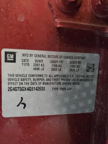 2016 BUICK REGAL PREM 2G4GT5GX4G9142630